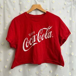 Coca Cola Red Rolled Sleeve Cropped Tee